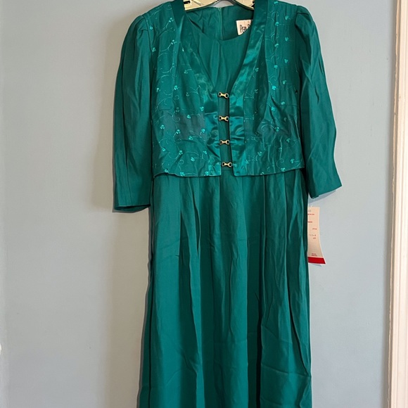 Peri Petites vintage green dresss Long sleeves size 6 - Picture 1 of 15